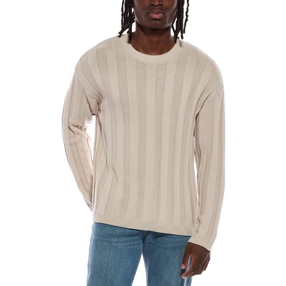 Helmut Lang Mens  Wide Rib Crewneck Sweater, Brown